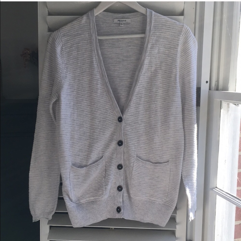 Madewell textured grey landscape cardigan
